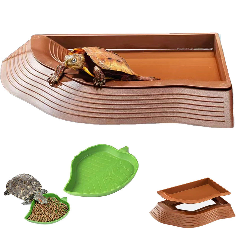 DUOYUZHIYU bandeja agua tortuga con rampa facilita cambiar el agua.