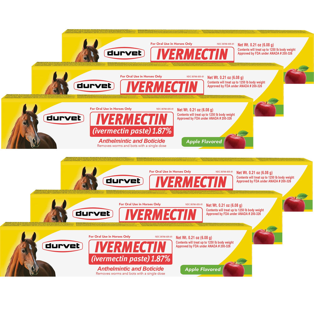 Durvet Ivermectina Paste: botella manzana para administración oral y control de parásitos.