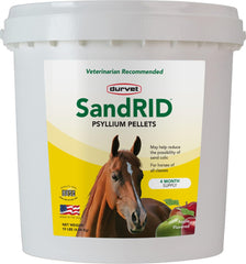 Durvet Sandrid Psyllium Pellets para caballos, apoyo a la digestión y manejo de arena.