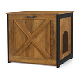 Dwanton arenero oculto para gato con frente reversible, ideal para sala o dormitorio.
