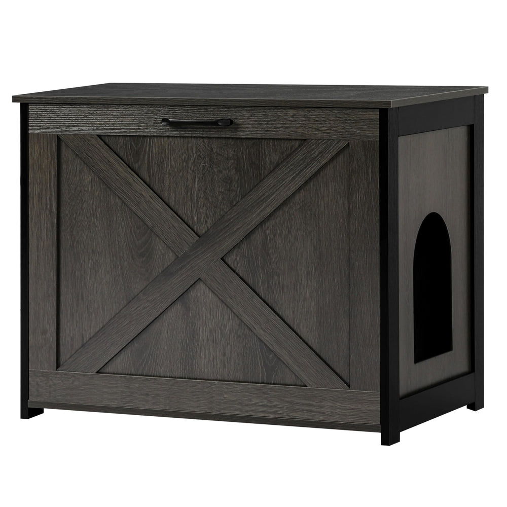 Dwanton caja arena gato mueble oculto vista frontal mejora la limpieza