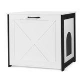 Dwanton caja de arena para gatos, mueble oculto con frente blanco, diseño discreto