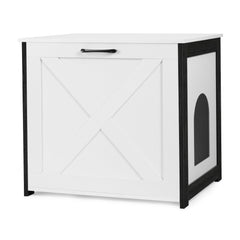 Dwanton caja de arena para gatos, mueble oculto con frente blanco, diseño discreto