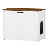 Dwanton caja de arena oculta para gatos, mueble blanco y marrón, uso discreto en sala