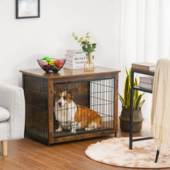 Dwanton jaula-mueble para perros: puertas dobles que facilitan la entrada y salida en espacios pequeños