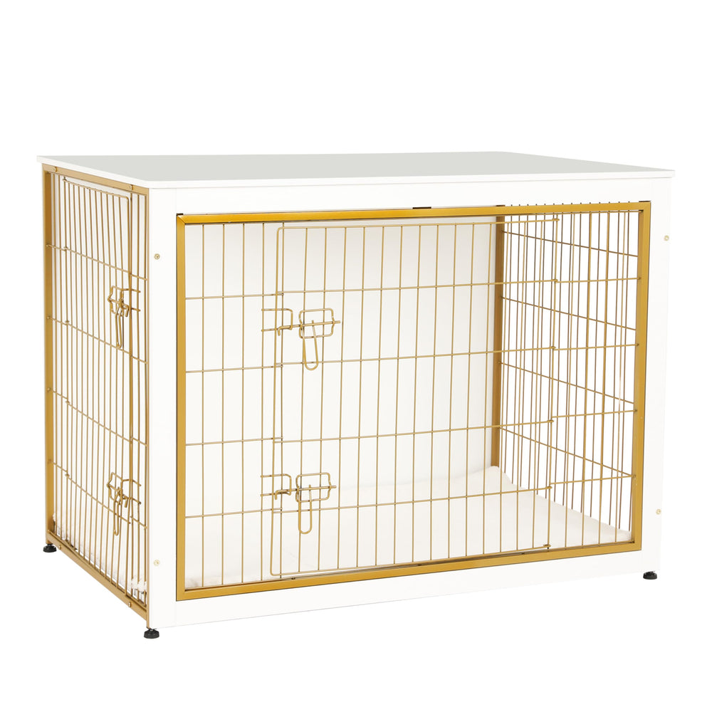 Dwanton jaula para perros con doble puertas, ideal como mueble auxiliar en sala.