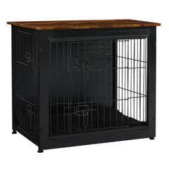 Dwanton jaula para perro con mueble de madera, ideal como mesa decorativa.