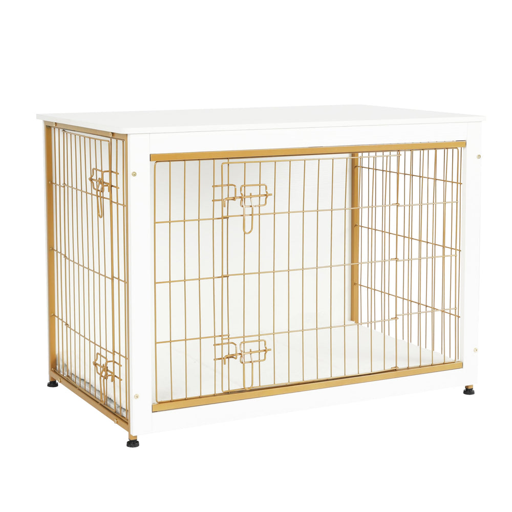 DWANTON jaula para perros con puertas dobles, estable para uso en sala