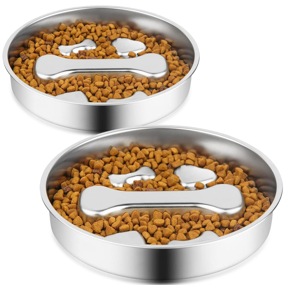 Dyienocs tazón lento forma de hueso, juego de dos piezas para comer más pausado.