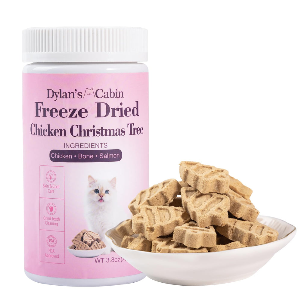 Bocados de pollo liofilizados Dylan's Cabin para perros y gatos, alto contenido de proteína.