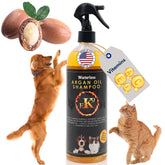 E3 champú seco para perros y gatos con argán, limpieza rápida.