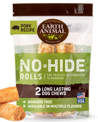 Earth Animal masticables sin piel, rollos de cerdo medianos para perros de talla media.