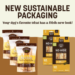 Earth Animal No Hide Chews, ingredientes puros y fabricación en EE. UU., opción segura.
