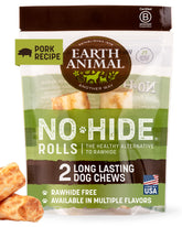 Earth Animal No Hide Chews rollos de cerdo para perro pequeño, masticación duradera