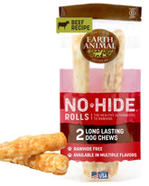 Earth Animal No Hide Chews: rollos grandes para perros grandes, masticación prolongada.