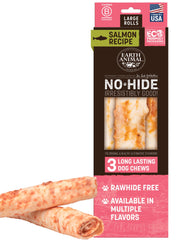 Earth Animal No Hide Roll salmón grande, apoya higiene dental diaria.
