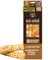 Earth Animal No Hide Chews frente: masticación duradera para perros grandes