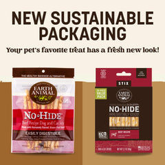 No-Hide Stix de Earth Animal, ingredientes naturales para masticación segura.