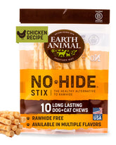 Earth Animal No Hide Stix: paquete de 10 masticables para perros pequeños.