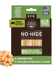 Earth Animal No Hide Stix: porciones para perro pequeño de cerdo, masticación segura.