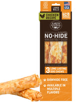 Earth Animal rollos sin piel de pollo para perros grandes, masticación prolongada