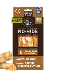 Earth Animal No Hide: rollos de ciervo medianos para masticación duradera.