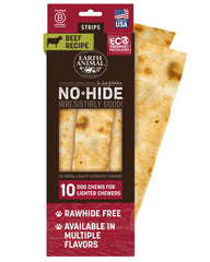Earth Animal Tiras sin piel de res: paquete de 10 tiras masticables para perros.