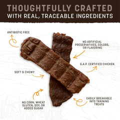 Earth Animal Wisdom: tiras de pollo secadas al aire, sabor natural para perros exigentes