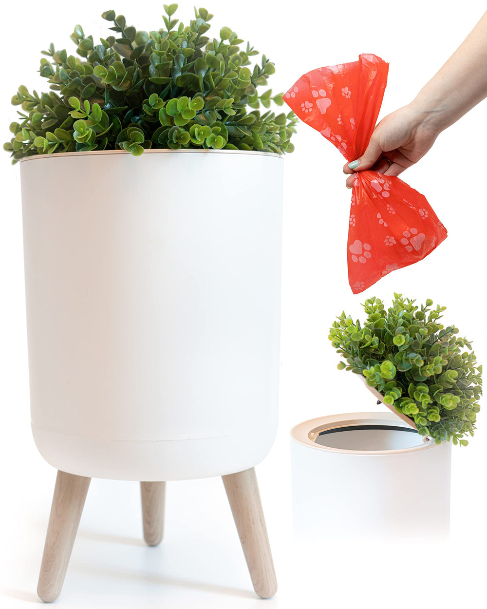 Earth & Mango bote exterior con tapa estilo planta para jardín