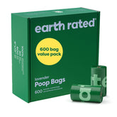 Earth Rated: bolsas para heces en rollos lavanda, 600 unidades para paseos limpios.