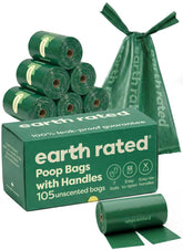 Earth Rated bolsas para excremento de perro con apertura amplia, listas para recoger cualquier tamaño.
