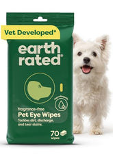Earth Rated Eye Wipes en empaque de 70 unidades para limpieza suave de ojos