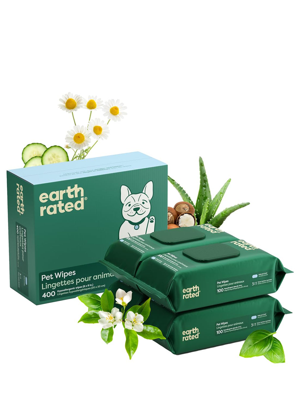 Earth Rated Pet Wipes limpieza texturizada de patas para uso diario