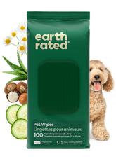Earth Rated: toallitas para mascotas enfoque patas limpias tras el paseo.