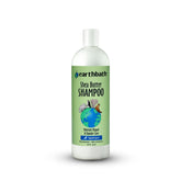 earthbath champú manteca de karité para perros, botella visible, hidrata piel sensible y pelaje suave.