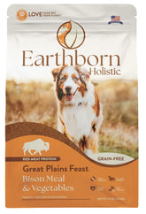 Earthborn Holistic Great Plains Feast: bolsa sin grano, proteína alta para perros activos.