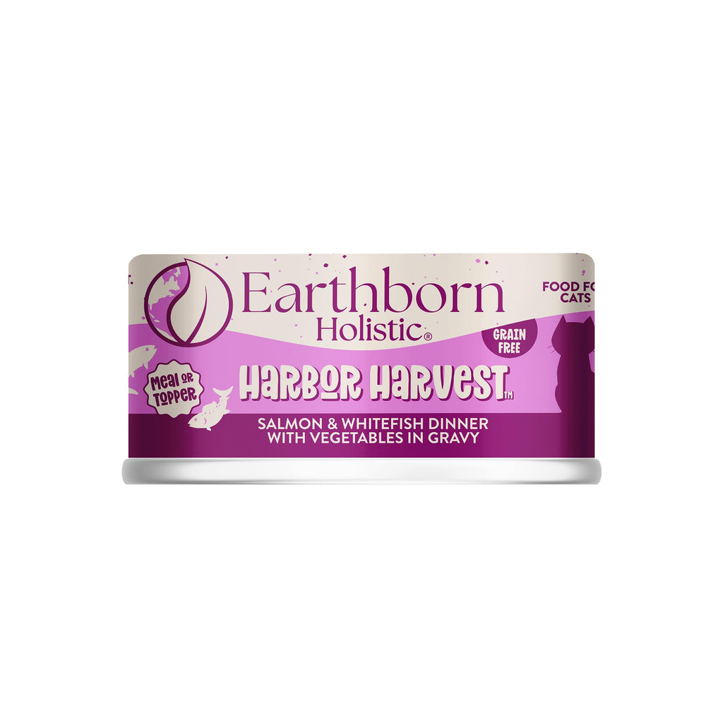 Earthborn Holistic Harbor Harvest lata con salmón y pescado blanco para pelaje suave.