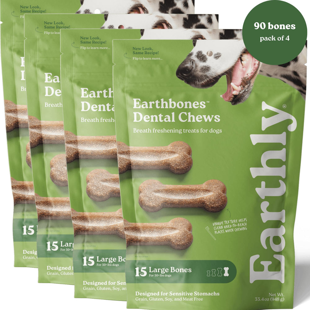 Earthly Earthbones Dental para perros grandes: textura masticable para higiene suave
