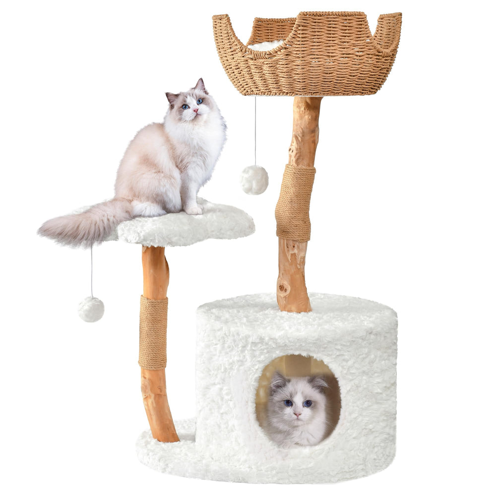 Easyego arbol gato moderno, vista frontal, ideal como pieza decorativa funcional para gatos grandes.