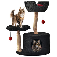 Easyego torre-gatos-grandes-madera: vista frontal elegante para la sala.