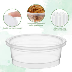 Taza plástica transparente EBOOT para terrarios de reptiles.