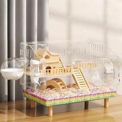 Jaula Ecleng acrílica con visión total para observar al hámster desde cualquier ángulo