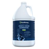 Eco Strong: frente de la botella mostrando tamaño de 128 oz para limpieza de mascotas.