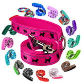 EcoBark correa para perro rosa frontal ofrece agarre cómodo y seguro para paseos