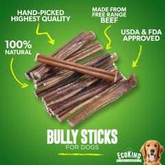 EcoKind Bully Stick: sin hormonas ni aditivos para perros.