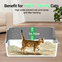 Caja Ecsdsvsd para gatos, paredes altas previenen salpicaduras.