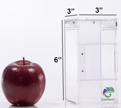 Jaula EctoTherm para arácnidos con puertas deslizantes frontal y superior para manejo.