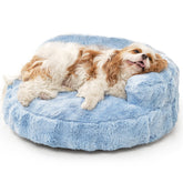 Cama suave para gatos EHEYCIGA en azul, descanso cálido.