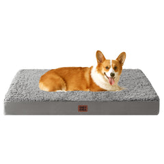 Cama ortopédica EHEYCIGA para perro grande, vista frontal, soporte estable.