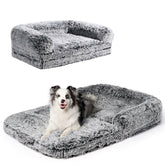 Cama para perro grande EHEYCIGA con forro de pelo sintético suave para descanso cómodo